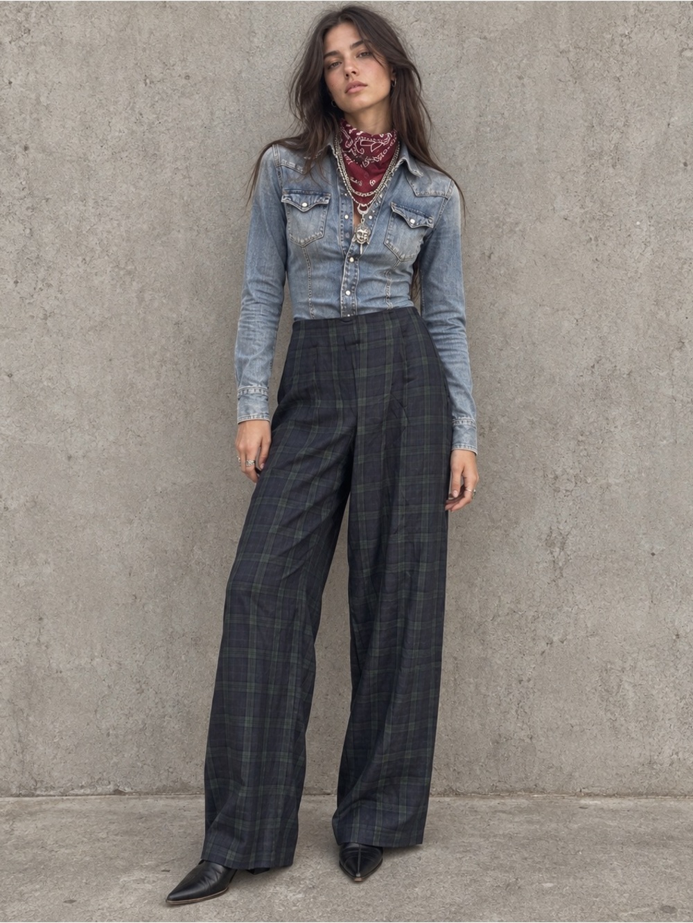 Vintage Ann Taylor Tartan Plaid Wide Leg Pants 6 USA Made